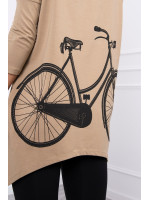 Bliuzonas su dviračio iliustracija ant nugaros (Šviesiai ruda)