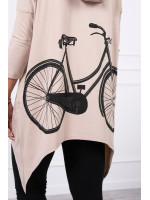 Bliuzonas su dviračio iliustracija ant nugaros (Smėlio spalvos)