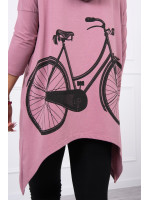 Bliuzonas su dviračio iliustracija ant nugaros (Tamsi rožinė)