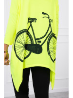 Bliuzonas su dviračio dekoracija nugaroje (Neoninė geltona)