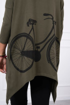 Bliuzonas su dviračio iliustracija ant nugaros (Chaki)