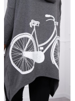 Bliuzonas su dviračio dekoracija nugaroje (Šviesi grafito)