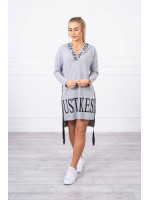 Suknelė su gobtuvu ir print (Pilka)