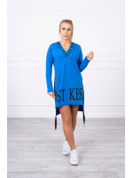 Suknelė su gobtuvu ir print (Mėlyna)