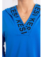 Suknelė su gobtuvu ir print (Mėlyna)