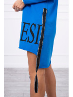 Suknelė su gobtuvu ir print (Mėlyna)