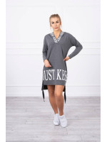 Suknelė su gobtuvu ir print (Grafito)