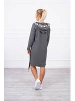 Suknelė su gobtuvu ir print (Grafito)
