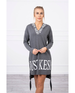 Suknelė su gobtuvu ir print (Grafito) Suknelė su gobtuvu ir print (Grafito)