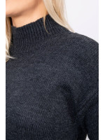 Vilnonis megztinis su aukštu kaklu (Grafito)