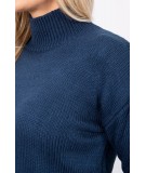 Šiltas vilnonis megztinis aukštu kaklu (Tamsiai mėlyna)