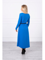 Suknelė su dekoratyvinėmis belt ir an užrašu (Mėlyna)