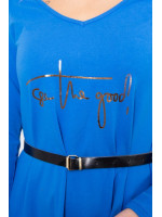 Suknelė su dekoratyvinėmis belt ir an užrašu (Mėlyna)