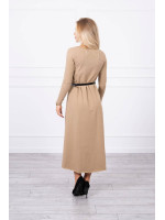 Suknelė su dekoratyvinėmis belt ir an užrašu (Šviesiai ruda)