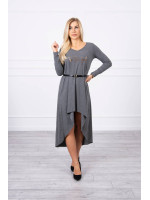 Suknelė su dekoratyvinėmis belt ir an užrašu (Grafito)