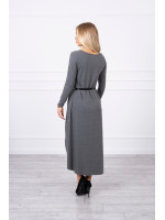 Suknelė su dekoratyvinėmis belt ir an užrašu (Grafito)