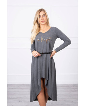 Suknelė su dekoratyvinėmis belt ir an užrašu (Grafito) Suknelė su dekoratyvinėmis belt ir an užrašu (Grafito)