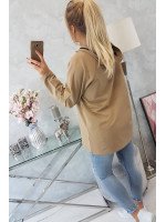 Bliuzonas su gobtuvu ir užtrauktuku „Oversize“ (Šviesiai ruda)