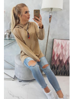 Bliuzonas su gobtuvu ir užtrauktuku „Oversize“ (Šviesiai ruda)