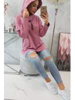 Bliuzonas su gobtuvu ir užtrauktuku „Oversize“ (Tamsi rožinė)