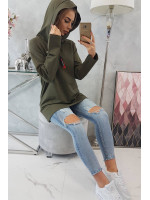 Bliuzonas su gobtuvu ir užtrauktuku „Oversize“ (Chaki)