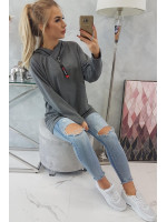 Bliuzonas su gobtuvu ir užtrauktuku „Oversize“ (Grafito)