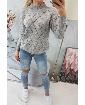 Šiltas raštuotas megztinis su 70% vilnos (Pilka) Šiltas raštuotas megztinis su 70% vilnos (Pilka)