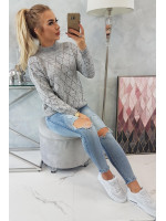 Šiltas raštuotas megztinis su 70% vilnos (Pilka)