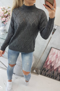 Šiltas raštuotas megztinis su 70% vilnos (Grafito)