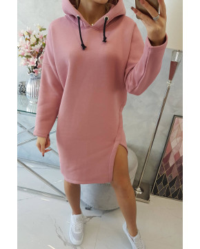 Džemperis - suknelė su gobtuvu ir skeltuku (Tamsi rožinė) Džemperis - suknelė su gobtuvu ir skeltuku (Tamsi rožinė)