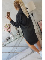 Džemperis - suknelė su gobtuvu ir skeltuku (Grafito) 