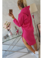 Pašiltinta suknelė su skeltuku ir gobtuvu (Fuksijos)