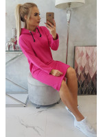 Pašiltinta suknelė su skeltuku ir gobtuvu (Fuksijos)