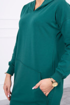 Vienspalvė suknelė džemperis su gobtuvu (Žalia)