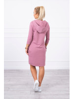 Suknelė su gobtuvu ir kišenėmis (Tamsi) (Rožinė)