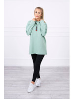 Bliuzonas su gobtuvu ir užtrauktuku „Oversize“ (Tamsi mėtos)