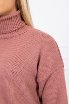 Megztinis su aukšta apykakle (Tamsiai rožinė)