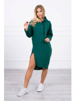 Suknelė su gobtuvu ir skeltukais šonuose (Žalia)