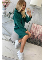 Suknelė su gobtuvu ir skeltukais šonuose (Žalia)