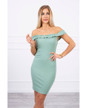 Žavinga suknelė su stilingomis raukšlėmis (Tamsi) (Mėtos) Žavinga suknelė su stilingomis raukšlėmis (Tamsi) (Mėtos)