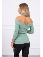 Palaidinė su V iškirpte ir 3/4 rankovėmis (Tamsi mėtos)