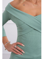 Palaidinė su V iškirpte ir 3/4 rankovėmis (Tamsi mėtos)