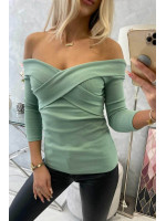 Palaidinė su V iškirpte ir 3/4 rankovėmis (Tamsi mėtos)