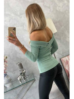 Palaidinė su V iškirpte ir 3/4 rankovėmis (Tamsi mėtos)