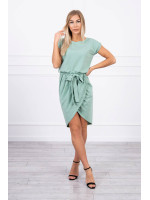 Suknelė su asimetrišku priekiu ir dirželiu (Tamsi mėtos)