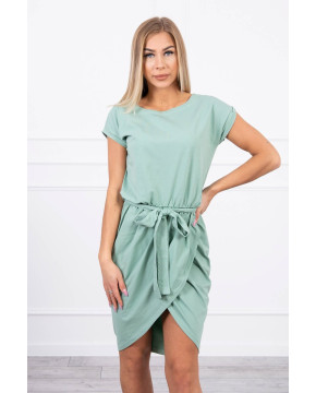 Suknelė su asimetrišku priekiu ir dirželiu (Tamsi mėtos) Suknelė su asimetrišku priekiu ir dirželiu (Tamsi mėtos)