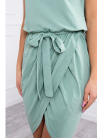 Suknelė su asimetrišku priekiu ir dirželiu (Tamsi mėtos)