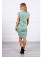 Suknelė su asimetrišku priekiu ir dirželiu (Tamsi mėtos)