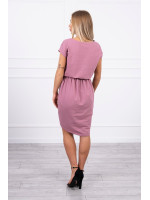 Suknelė su asimetrišku priekiu ir dirželiu (Tamsi rožinė)