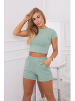 Medvilninis komplektas su šortais (Tamsi mėtos)